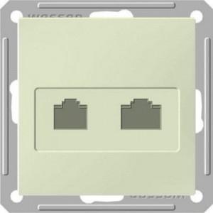 W59 РОЗЕТКА двойная RJ11+RJ45, 160В, 1А, кат.5Е, механизм, СЛОНОВАЯ КОСТЬ