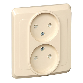 ЭТЮД С/У двойная РОЗЕТКА без заземления со штороками 16А 250B, КРЕМОВЫЙ,Россия ЭТЮД С/У двойная РОЗЕТКА без заземления со штороками 16А 250B, КРЕМОВЫЙ,Россия