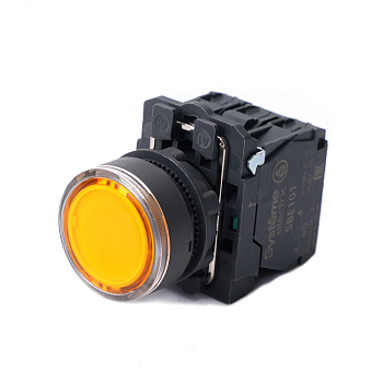 Кнопка SB5 с подсвет в сборе модуль 22мм желтая пластик 230-240ВAC 1НО+1НЗ Кнопка SB5 с подсвет в сборе модуль 22мм желтая пластик 230-240ВAC 1НО+1НЗ