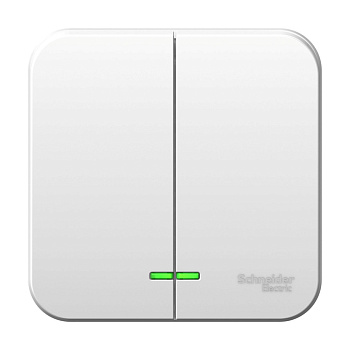 BLANCA О/У 2-клавишный ВЫКЛЮЧАТЕЛЬ (сх.5) с подсв.ИЗОЛ.ПЛ.,10А,250В,БЕЛЫЙ