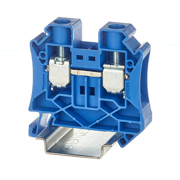 Клемма проходная, винтовой зажим, 2 точки подключения, 16 кв.мм, синяя Клемма проходная, винтовой зажим, 2 точки подключения, 16 кв.мм, синяя