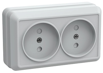 РСш22-2-ОБ Розетка 2местн. без з/к с защ.штор.10А откр.уст. ОКТАВА (белый)