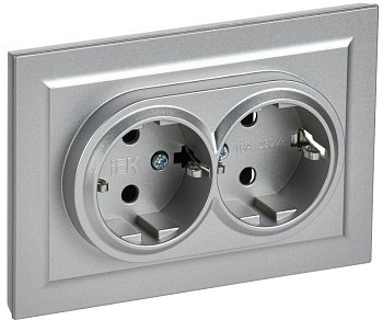 BRITE Роз. 2-я с з/к без з/ш 16А в сб. РС12-3-БрА алюм. IEK BRITE Роз. 2-я с з/к без з/ш 16А в сб. РС12-3-БрА алюм. IEK