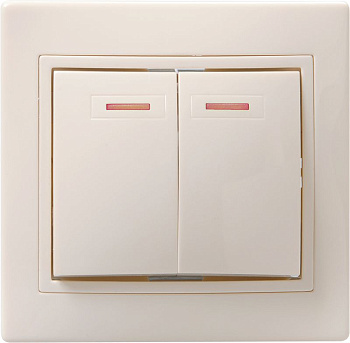 ВС10-2-1-ККм Выключатель 2кл с инд. 10А КВАРТА (кремовый)