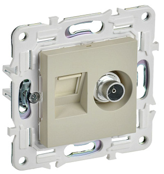 SKANDY Роз. двойная TV+RJ45 кат.6 SK-A15B беж. IEK