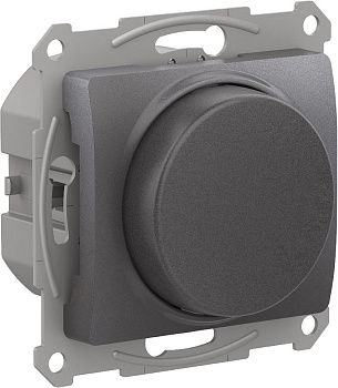 GLOSSA СВЕТОРЕГУЛЯТОР (диммер) повор-нажим, LED, RC, 400Вт, мех., ГРАФИТ