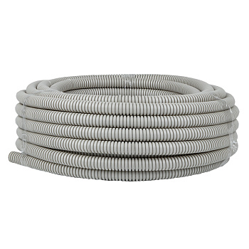 Труба гофр. ПВХ с протяжкой d20 мм (25 м) серая EKF-Plast