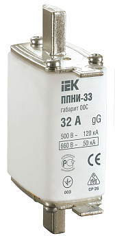 Плавкая вставка предохранителя ППНИ-33, габарит 00С, 32А