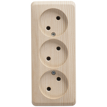 ЭТЮД О/У тройная РОЗЕТКА без заземления без шторок 16А 250В, СОСНА, Россия