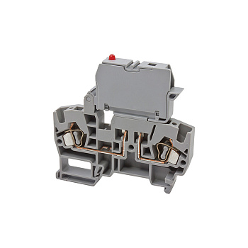 Клеммник пружинный с держ. предохр. (5х20, 5х25), откид.картридж, с индикацией 220VAC, на DIN-рейку, 4 мм.кв., (бежевый); YBK ILD 220 VAC