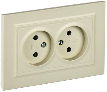 BRITE Роз. 2-я без з/к с з/ш 10А в сб. РСш12-2-БрКр беж. IEK