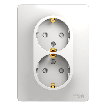 GLOSSA РОЗЕТКА двойная с заземлением со шторками, 16А, в сборе, БЕЛЫЙ GLOSSA РОЗЕТКА двойная с заземлением со шторками, 16А, в сборе, БЕЛЫЙ
