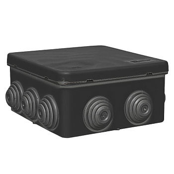 Коробка распределительная КМР-030-014 с крышкой (100х100х50), 8 мембр. вводов чёрная IP54 розн. стикер EKF