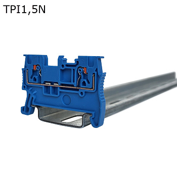 Клемма push-in проходная 2 контакта 1,5 мм2, синяя Клемма push-in проходная 2 контакта 1,5 мм2, синяя