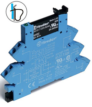 Интерфейсный модуль, твердотельное реле; выход 0,1A (48В DC); питание 230-240В AC/DC; подавление утечки тока; категория защиты IP20; безвинтовые клеммы (пружинный зажим)