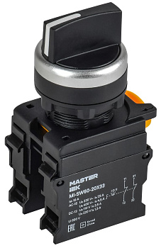 Переключатель 3 положения возвратный 2NC чёрный MASTER IEK