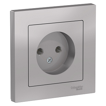 ATLASDESIGN РОЗЕТКА без заземления, 16А, в сборе, АЛЮМИНИЙ