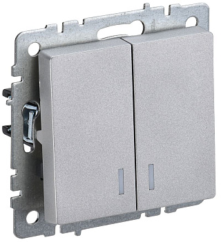 BRITE Выключ. 2-кл. с инд. 10А ВС10-2-1-БрА алюм. IEK BRITE Выключ. 2-кл. с инд. 10А ВС10-2-1-БрА алюм. IEK