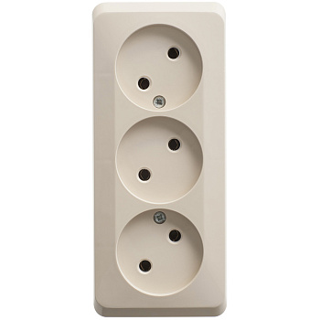 ЭТЮД О/У тройная РОЗЕТКА без заземления без шторок 16А 250В, КРЕМОВЫЙ, Россия