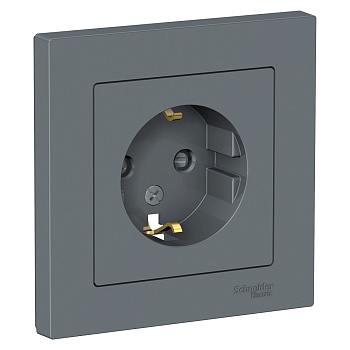 ATLASDESIGN РОЗЕТКА с заземлением со шторками, 16А, в сборе, ГРИФЕЛЬ