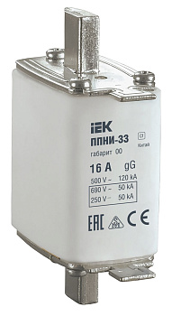 Плавкая вставка предохранителя ППНИ-33, габарит 00, 16А
