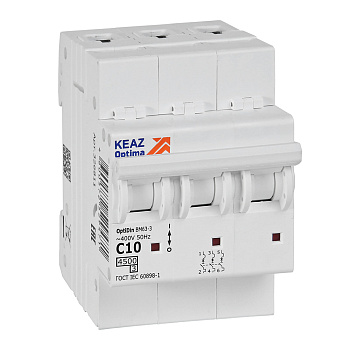 Выключатель автоматический модульный OptiDin BM63-3C10-4,5-УХЛ3