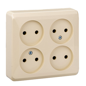 ЭТЮД О/У 4-местная РОЗЕТКА без заземления без шторок 16А 250В, КРЕМОВЫЙ, Россия