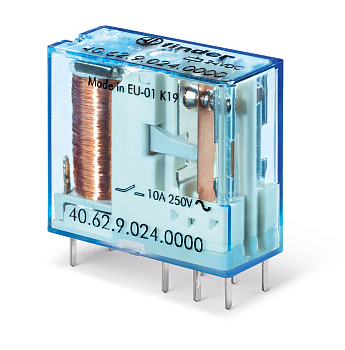 Миниатюрное универсальное электромеханическое реле;  2CO 10A; контакты AgNi; катушка 24В DC (чувствит.); степень защиты RTII Миниатюрное универсальное электромеханическое реле;  2CO 10A; контакты AgNi; катушка 24В DC (чувствит.); степень защиты RTII