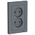ATLASDESIGN РОЗЕТКА двойная без заземления,16А, в сборе, ГРИФЕЛЬ